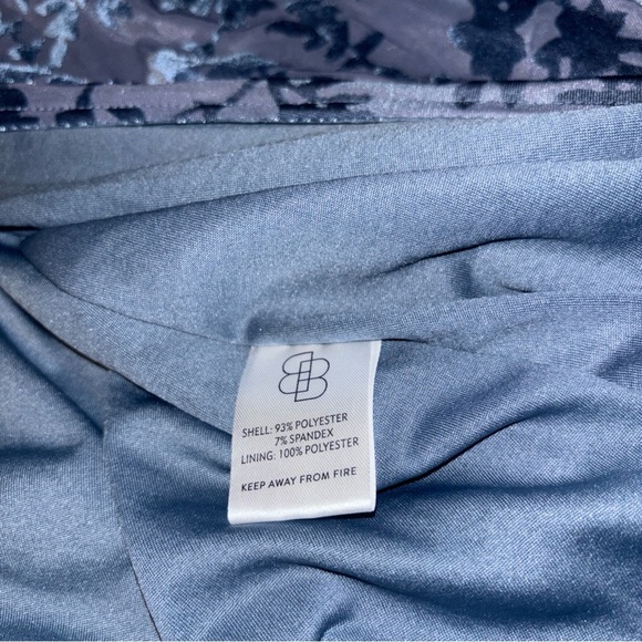 Baltic Born Veronica whisper blue flocked velvet maxi dress front slit XL - Picture 4 of 7